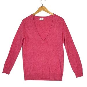 Wallace Sweater Melange Pink Long Sleeve V-Neck Wool Rabbit Cashmere Sz S
